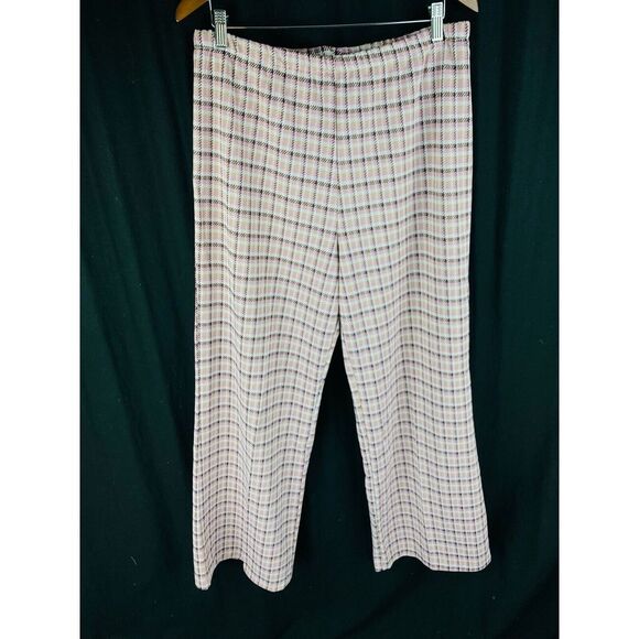 Sears 70s Vtg Wide Leg Flare Relaxed Plaid Tartan‎ Pants Sz 20 (32x31 msrd) Pink - Picture 3 of 9